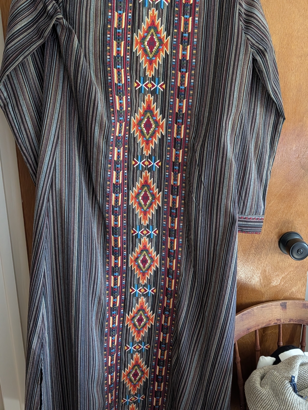 Savanna Jane Striped Utility Jacket with Multicolor Embroidered Accents - Picture 3 of 4